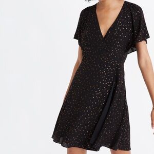 Madewell Cape-Sleeve Mini Dress in Metallic Dots